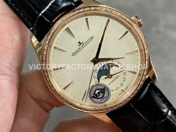 APS Factory Jaeger-LeCoultre Master Ultra Thin Moon Q1362503 39mm Rose Gold Diamond Bezel White Dial