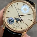 APS Factory Jaeger-LeCoultre Master Ultra Thin Moon Q1362503 39mm Rose Gold Diamond Bezel White Dial