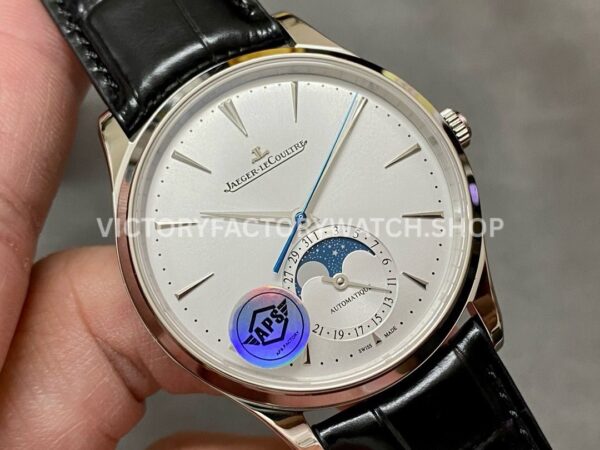 APS Factory Jaeger-LeCoultre Moon Phase Master Q1368430 39mm Steel Leather Strap White Dial