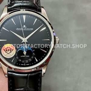 APS Factory Jaeger-LeCoultre Moon Phase Master Q1368471 39mm Steel Leather Strap Black Dial