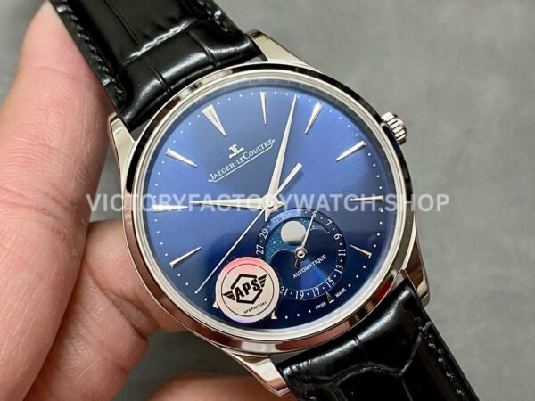 APS Factory Jaeger-LeCoultre Moon Phase Master Q1368480 39mm Steel Leather Strap Blue Dial