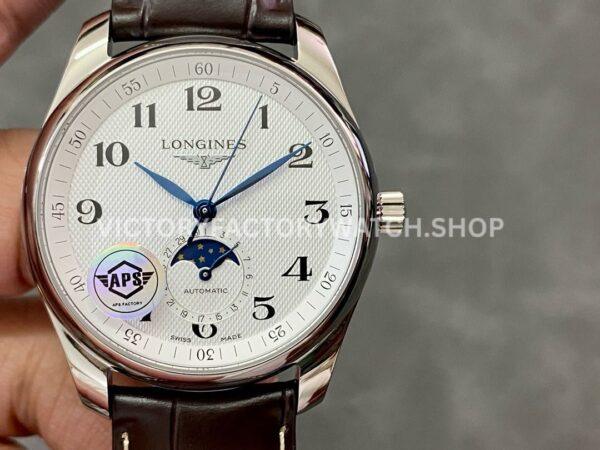 APS Factory Longines Master Collection Moonphase L2.909.4.78.3 40mm Leather Strap Silver Dial (1) APS Longines Master Collection Moonphase L2.909.4.78.3 40mm silver dial leather strap