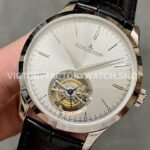 AX Factory Jaeger-LeCoultre Master Ultra Thin Tourbillion JLQ1323420 42mm Steel Leather Stra (6) AX Factory Jaeger-LeCoultre Master Ultra Thin Tourbillion JLQ1323420 42mm Steel Leather Strap Silver Dial