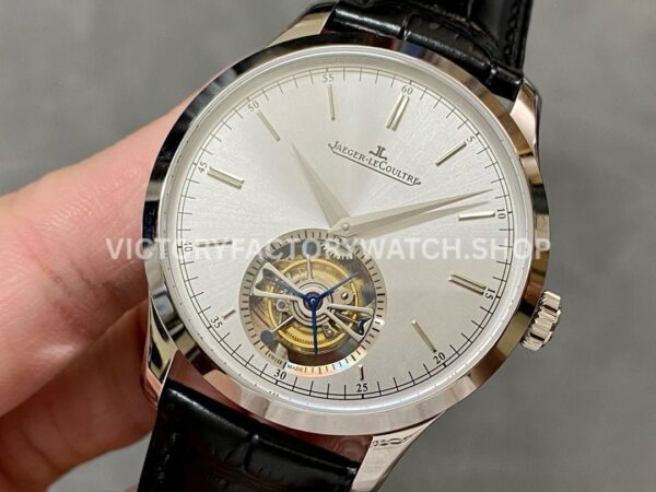 AX Factory Jaeger-LeCoultre Master Ultra Thin Tourbillion JLQ1323420 42mm Steel Leather Stra (6) AX Factory Jaeger-LeCoultre Master Ultra Thin Tourbillion JLQ1323420 42mm Steel Leather Strap Silver Dial