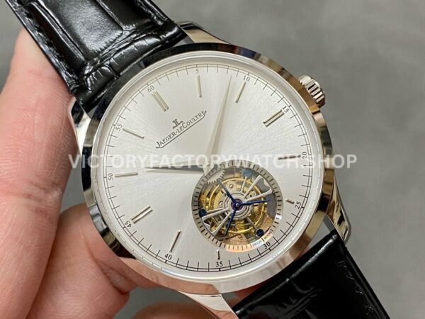 AX Factory Jaeger-LeCoultre Master Ultra Thin Tourbillion JLQ1323420 42mm Steel Leather Stra (7) AX Factory Jaeger-LeCoultre Master Ultra Thin Tourbillion JLQ1323420 42mm Steel Leather Strap Silver Dial