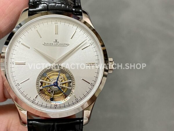 AX Factory Jaeger-LeCoultre Master Ultra Thin Tourbillion JLQ1323420 42mm Steel Leather Stra (8) AX Factory Jaeger-LeCoultre Master Ultra Thin Tourbillion JLQ1323420 42mm Steel Leather Strap Silver Dial