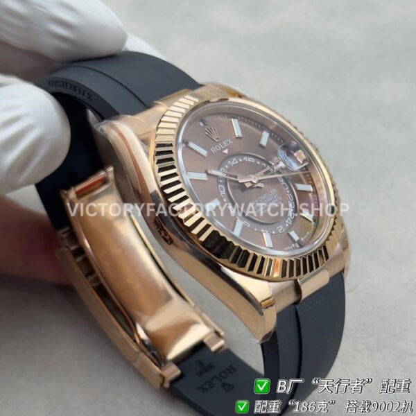 B Factory Rolex Sky-Dweller 336235-0002 42mm Rose Gold Oysterflex Brown Dial (7) B Factory Rolex Sky-Dweller 336235-0002 42mm Rose Gold Oysterflex Brown Dial
