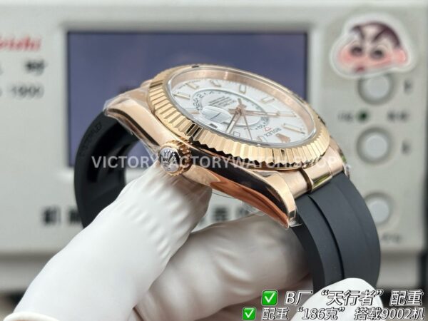 B Factory Rolex Sky-Dweller 336235-0003 42mm Rose Gold Oysterflex White Dial (1) B Factory Rolex Sky-Dweller 336235-0003 42mm Rose Gold Oysterflex White Dial