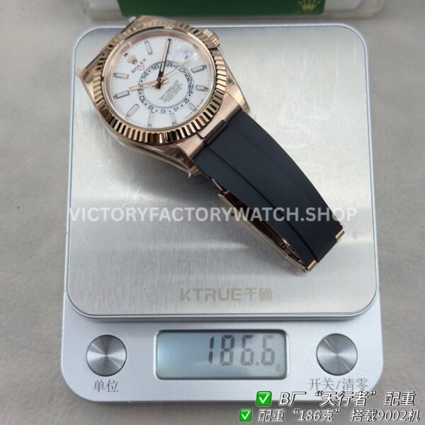 B Factory Rolex Sky-Dweller 336235-0003 42mm Rose Gold Oysterflex White Dial (10) B Factory Rolex Sky-Dweller 336235-0003 42mm Rose Gold Oysterflex White Dial