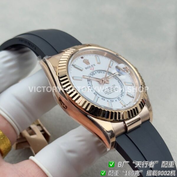 B Factory Rolex Sky-Dweller 336235-0003 42mm Rose Gold Oysterflex White Dial (2) B Factory Rolex Sky-Dweller 336235-0003 42mm Rose Gold Oysterflex White Dial