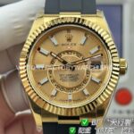 B Factory Rolex Sky-Dweller 336238-0001 42mm Yellow Gold Oysterflex Champagne Dial