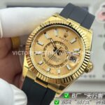 B Factory Rolex Sky-Dweller 336238-0001 42mm Yellow Gold Oysterflex Champagne Dial