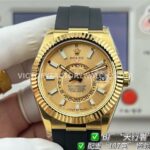 B Factory Rolex Sky-Dweller 336238-0001 42mm Yellow Gold Oysterflex Champagne Dial