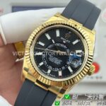 B Factory Rolex Sky-Dweller 336238-0002 42mm Yellow Gold Oysterflex Black Dial