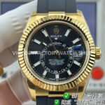 B Factory Rolex Sky-Dweller 336238-0002 42mm Yellow Gold Oysterflex Black Dial