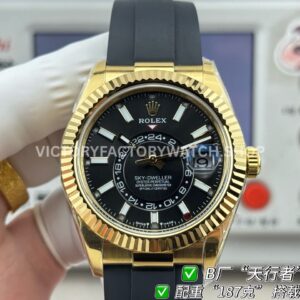 B Factory Rolex Sky-Dweller 336238-0002 42mm Yellow Gold Oysterflex Black Dial