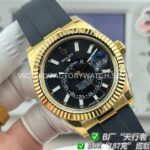 B Factory Rolex Sky-Dweller 336238-0002 42mm Yellow Gold Oysterflex Black Dial