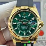 B Factory Rolex Sky-Dweller 336238-0004 42mm Yellow Gold Oysterflex Green Dial