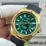 B Factory Rolex Sky-Dweller 336238-0004 42mm Yellow Gold Oysterflex Green Dial