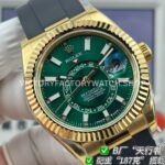 B Factory Rolex Sky-Dweller 336238-0004 42mm Yellow Gold Oysterflex Green Dial