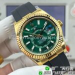 B Factory Rolex Sky-Dweller 336238-0004 42mm Yellow Gold Oysterflex Green Dial