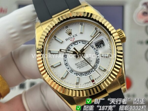 B Factory Rolex Sky-Dweller 336238-0006 42mm Yellow Gold Oysterflex White Dial (1) B Factory Rolex Sky-Dweller 336238-0006 42mm Yellow Gold Oysterflex White Dial