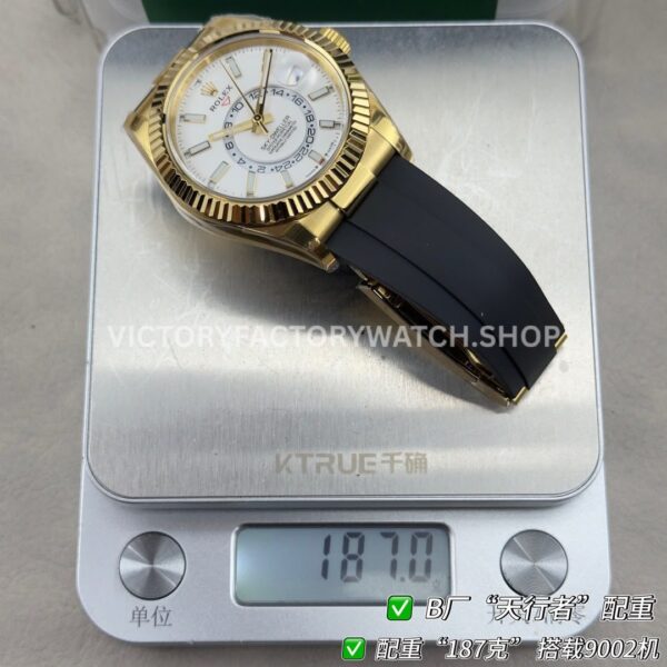 B Factory Rolex Sky-Dweller 336238-0006 42mm Yellow Gold Oysterflex White Dial (6) B Factory Rolex Sky-Dweller 336238-0006 42mm Yellow Gold Oysterflex White Dial