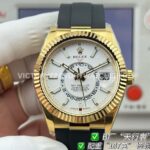 B Factory Rolex Sky-Dweller 336238-0006 42mm Yellow Gold Oysterflex White Dial (8) B Factory Rolex Sky-Dweller 336238-0006 42mm Yellow Gold Oysterflex White Dial