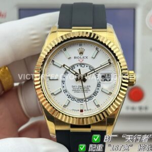 B Factory Rolex Sky-Dweller 336238-0006 42mm Yellow Gold Oysterflex White Dial