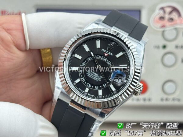 B Factory Rolex Sky-Dweller 336239-0002 42mm White Gold Oysterflex Black Dial (10) B Factory Rolex Sky-Dweller 336239-0002 42mm White Gold Oysterflex Black Dial