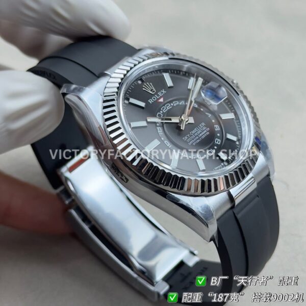 B Factory Rolex Sky-Dweller 336239-0002 42mm White Gold Oysterflex Black Dial (2) B Factory Rolex Sky-Dweller 336239-0002 42mm White Gold Oysterflex Black Dial