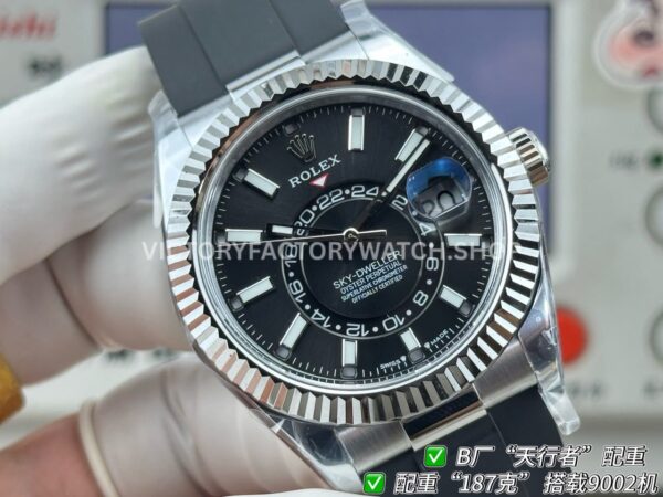 B Factory Rolex Sky-Dweller 336239-0002 42mm White Gold Oysterflex Black Dial (3) B Factory Rolex Sky-Dweller 336239-0002 42mm White Gold Oysterflex Black Dial