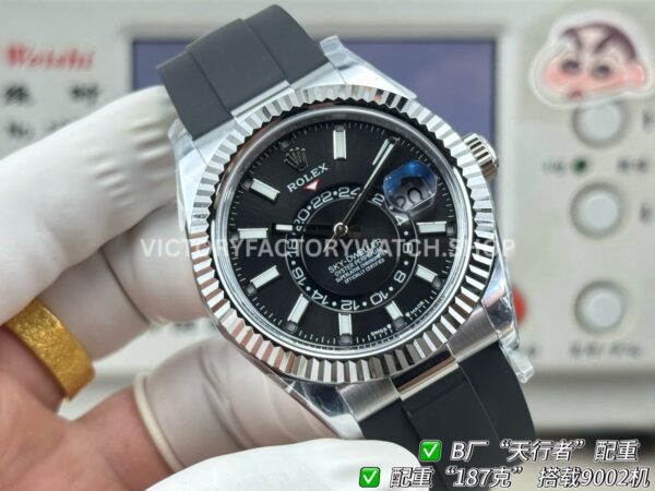 B Factory Rolex Sky-Dweller 336239-0002 42mm White Gold Oysterflex Black Dial (4) B Factory Rolex Sky-Dweller 336239-0002 42mm White Gold Oysterflex Black Dial