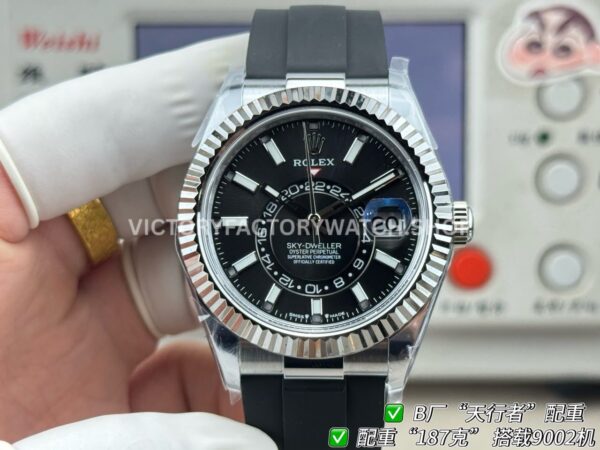 B Factory Rolex Sky-Dweller 336239-0002 42mm White Gold Oysterflex Black Dial (9) B Factory Rolex Sky-Dweller 336239-0002 42mm White Gold Oysterflex Black Dial