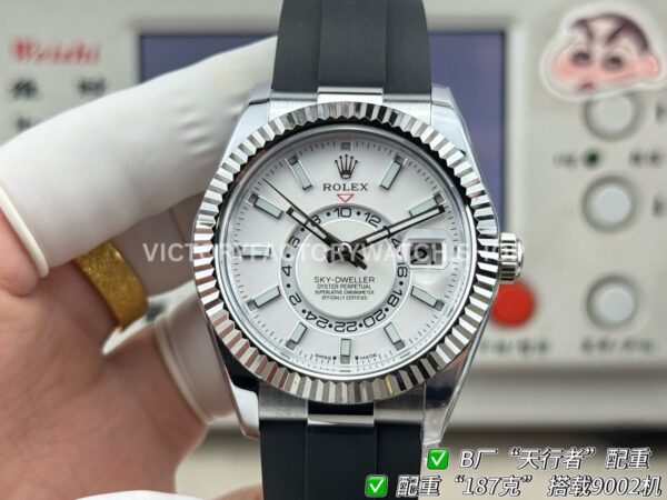 B Factory Rolex Sky-Dweller 336239-0003 42mm White Gold Oysterflex White Dial (10) B Factory Rolex Sky-Dweller 336239-0003 42mm White Gold Oysterflex White Dial