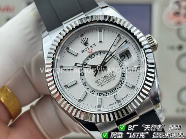 B Factory Rolex Sky-Dweller 336239-0003 42mm White Gold Oysterflex White Dial (4) B Factory Rolex Sky-Dweller 336239-0003 42mm White Gold Oysterflex White Dial
