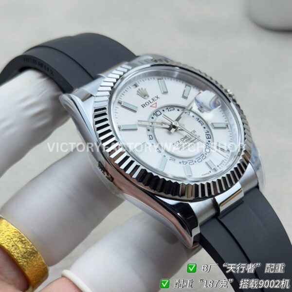B Factory Rolex Sky-Dweller 336239-0003 42mm White Gold Oysterflex White Dial (5) B Factory Rolex Sky-Dweller 336239-0003 42mm White Gold Oysterflex White Dial