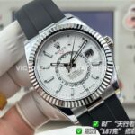 B Factory Rolex Sky-Dweller 336239-0003 42mm White Gold Oysterflex White Dial (7) B Factory Rolex Sky-Dweller 336239-0003 42mm White Gold Oysterflex White Dial