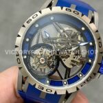 BBR Factory Roger Dubuis Excalibur Tourbillon RDDBEX0479 45mm Titanium Blue Rubber Strap Blue Dial