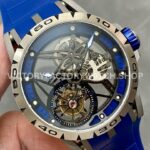 BBR Factory Roger Dubuis Excalibur Tourbillon RDDBEX0479 45mm Titanium Blue Rubber Strap Blue Dial