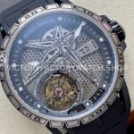 BBR Factory Roger Dubuis Excalibur Tourbillon RDDBEX0815 45mm Titanium Rubber Strap Skeletonized Black Dial