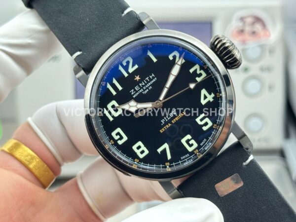 BR Factory Zenith Pilot Type 20 Extra Special 03.2434.67920.I010 45mm Steel Leather Strap Black Dial (6) BR Factory Zenith Pilot Type 20 Extra Special 03.2434.67920.I010 45mm Steel Leather Strap Black Dial