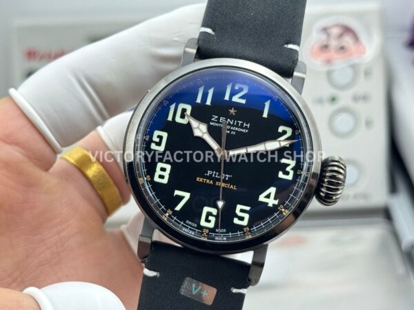 BR Factory Zenith Pilot Type 20 Extra Special 03.2434.67920.I010 45mm Steel Leather Strap Black Dial (8) BR Factory Zenith Pilot Type 20 Extra Special 03.2434.67920.I010 45mm Steel Leather Strap Black Dial