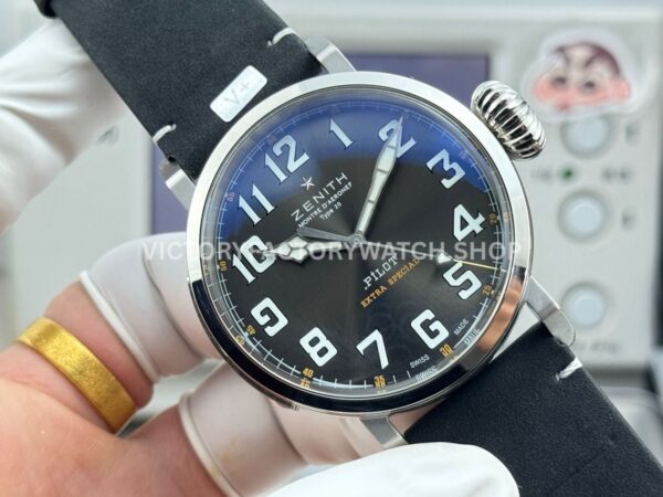 BR Factory Zenith Pilot Type 20 Extra Special 03.2434.67920.I010 45mm Steel Leather Strap Grey Dial