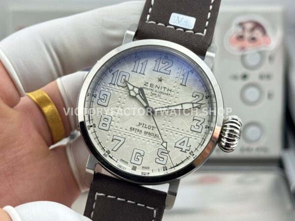 BR Factory Zenith Pilot Type 20 Extra Special 05.2430.67917.C902 45mm Steel Leather Strap Silver Dial