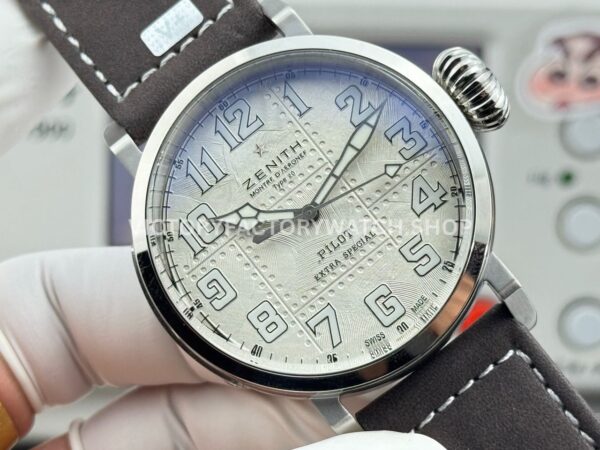 BR Factory Zenith Pilot Type 20 Extra Special 05.2430.67917.C902 45mm Steel Leather Strap Silver Dial