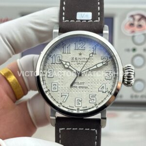 BR Factory Zenith Pilot Type 20 Extra Special 05.2430.67917.C902 45mm Steel Leather Strap Silver Dial