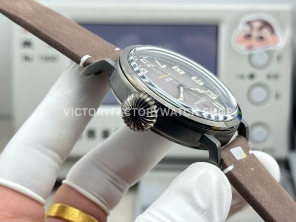 BR Factory Zenith Pilot Type 20 Extra Special 11.2430.67921.C801 45mm Steel Leather Strap Grey Dial