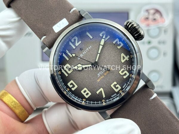 BR Factory Zenith Pilot Type 20 Extra Special 11.2430.67921.C801 45mm Steel Leather Strap Grey Dial
