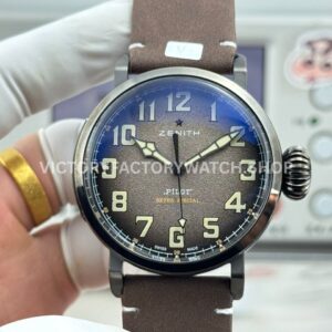 BR Factory Zenith Pilot Type 20 Extra Special 11.2430.67921.C801 45mm Steel Leather Strap Grey Dial